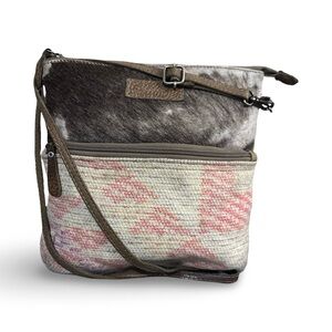 Myra Bag Canvas and pony hair-on-hide leather crossbody 11x10x3